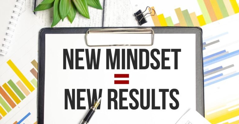 new-mindset-new-results-on-paper-tablet-and-charts-free-photo